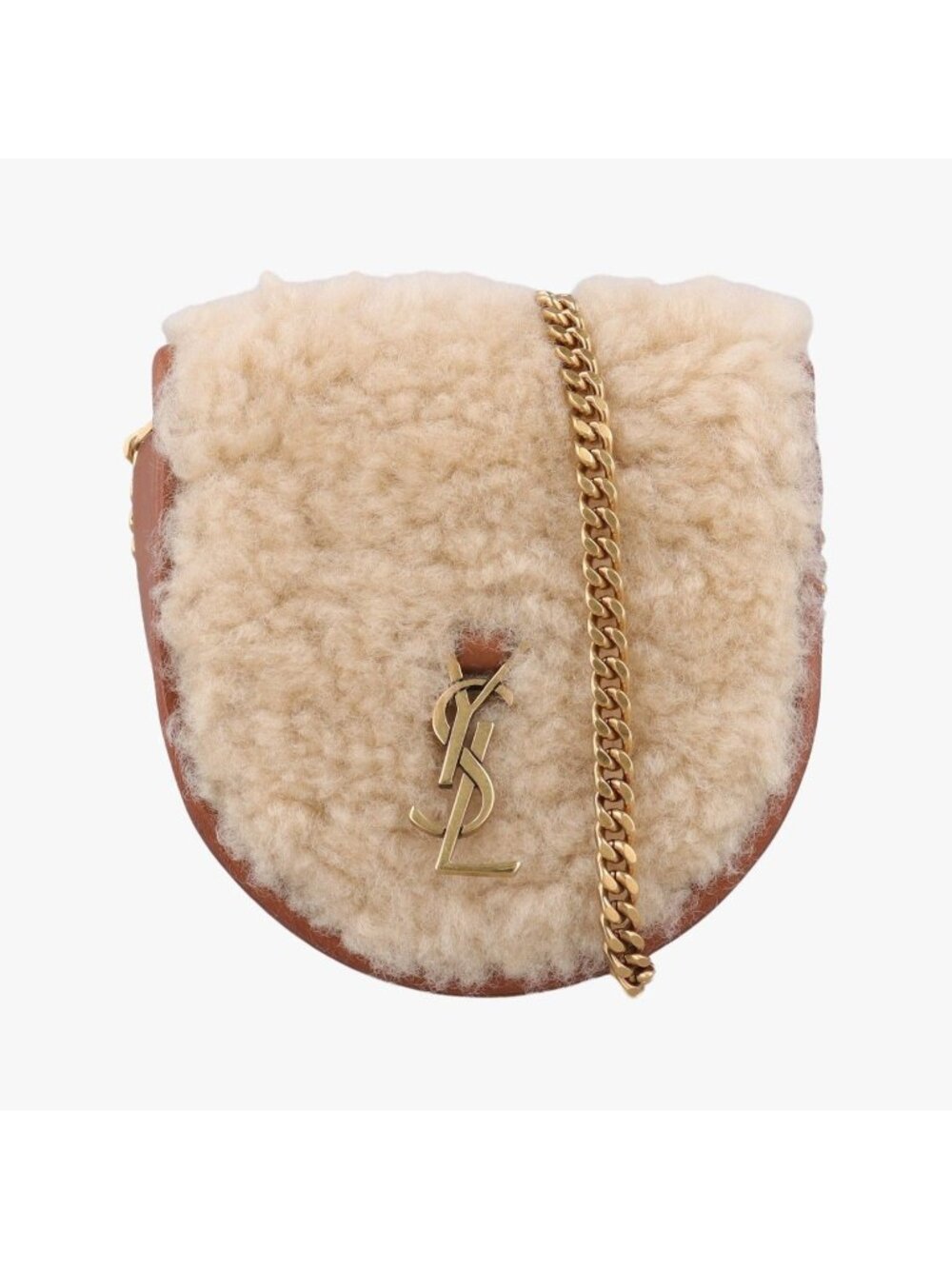Saint Laurent Le K Baby Satchel Brown Shearling Leather